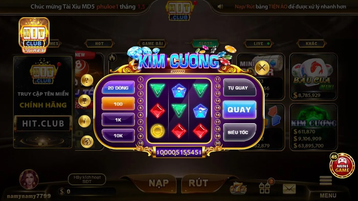 Mini game Kim Cương mang lại cho hội viên cơ hội thắng lớn